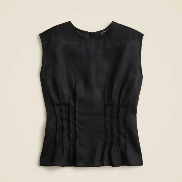 New J.CREW Size 16 Pintuck Shell Top in Ramie Black $69 CK045 - Picture 1 of 2